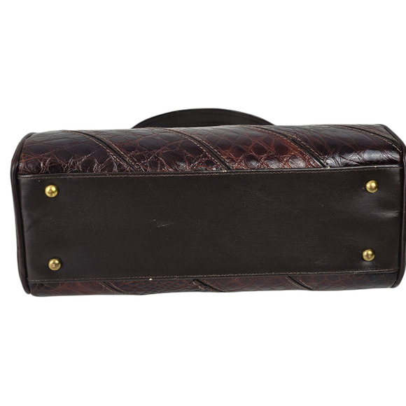 VTG 1970s Andrew Geller brown reptile patterned leather handbag VGUC - Picture 6 of 14